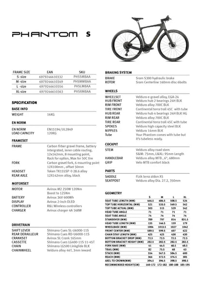 Velduro Phantom S - E-Gravel (Flat Bar)