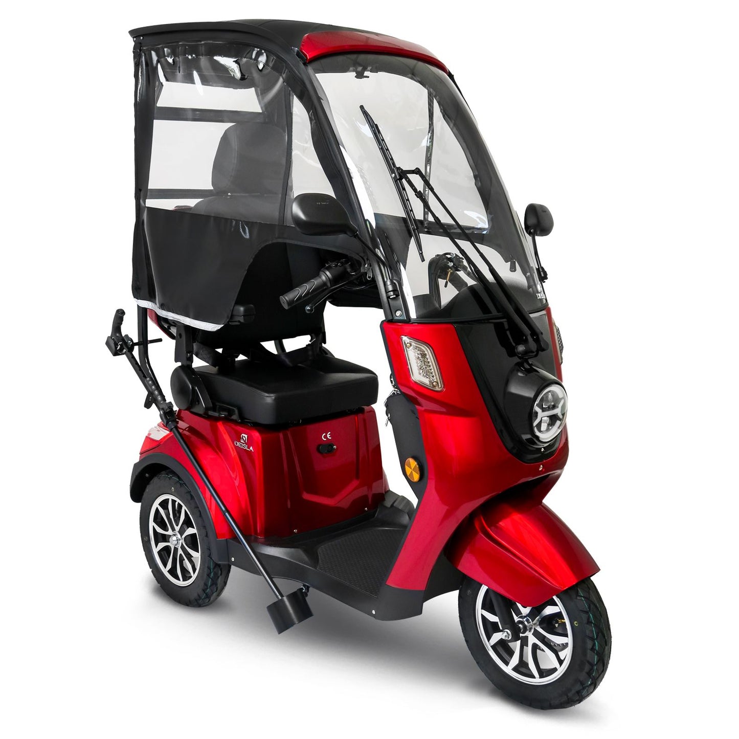 Rolektro Deisla DS3-25 mit Dach und Wetterschutz, Lithium-Akku, Rot, 25 km/h