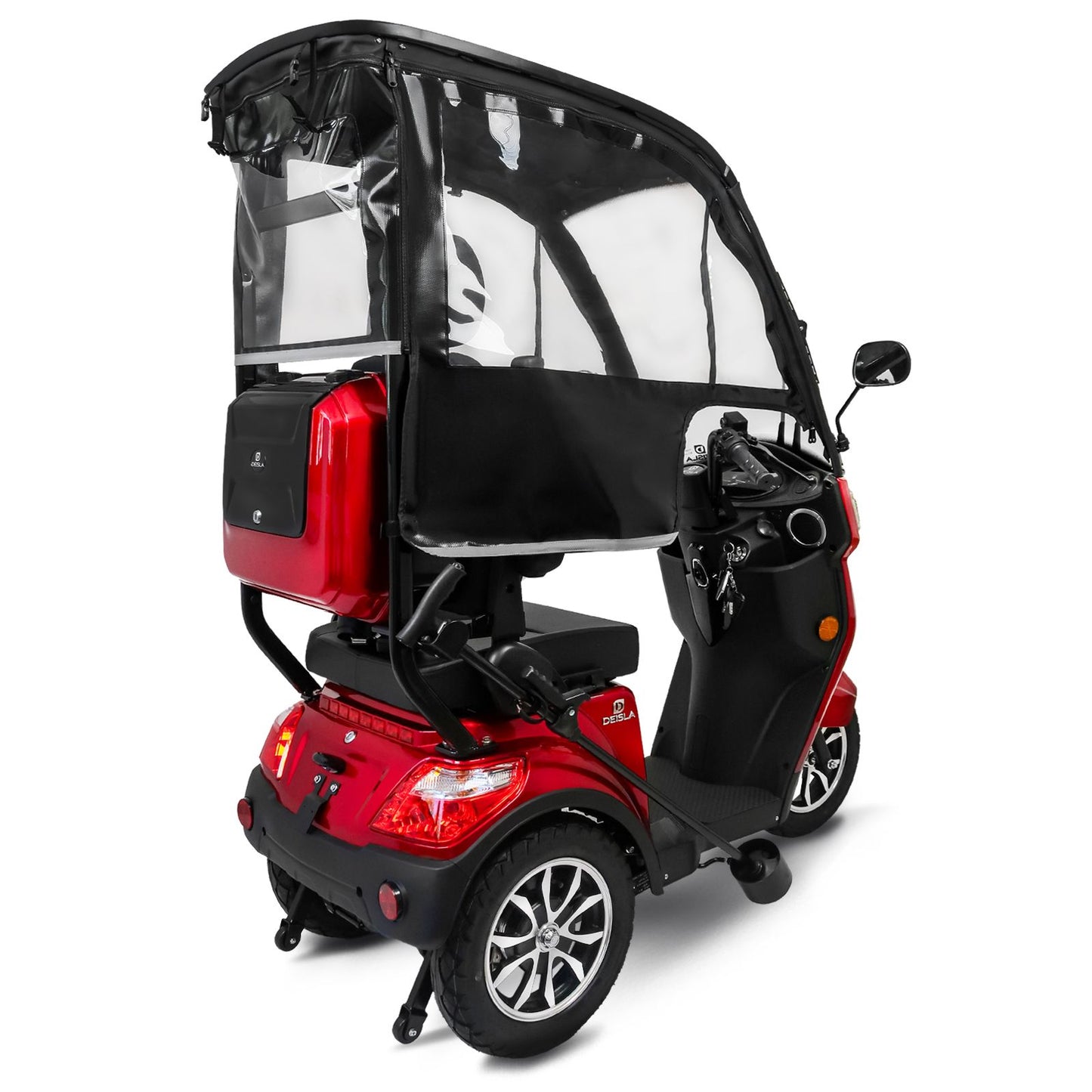 Rolektro Deisla DS3-25 mit Dach und Wetterschutz, Lithium-Akku, Rot, 25 km/h
