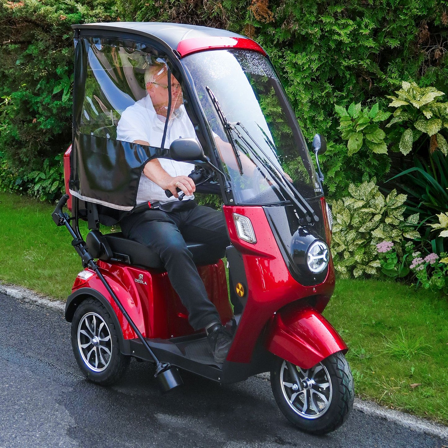 Rolektro Deisla DS3-25 mit Dach und Wetterschutz, Lithium-Akku, Rot, 25 km/h