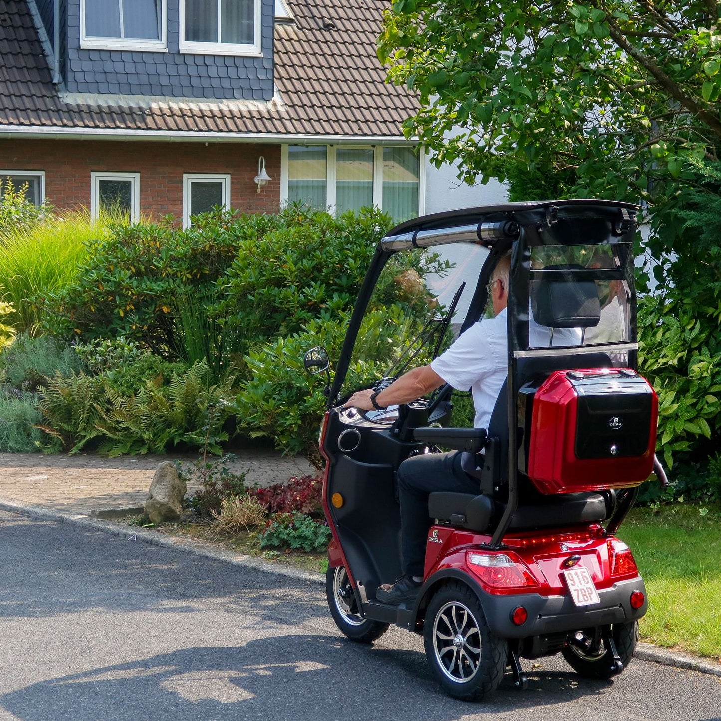 Rolektro Deisla DS3-25 mit Dach und Wetterschutz, Lithium-Akku, Rot, 25 km/h