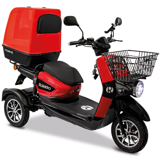 Rolektro E-Carrier 25 V.3 Lithium, Rot, mit XXL-Koffer, 25 km/h